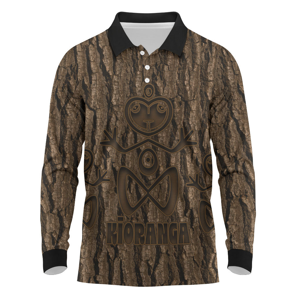 Kioranga Moriori New Zealand Long Sleeve Polo Shirt Kopi Rakau Carving Art