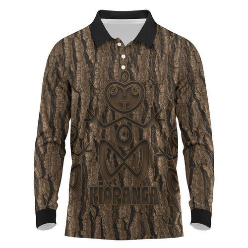Kioranga Moriori New Zealand Long Sleeve Polo Shirt Kopi Rakau Carving Art