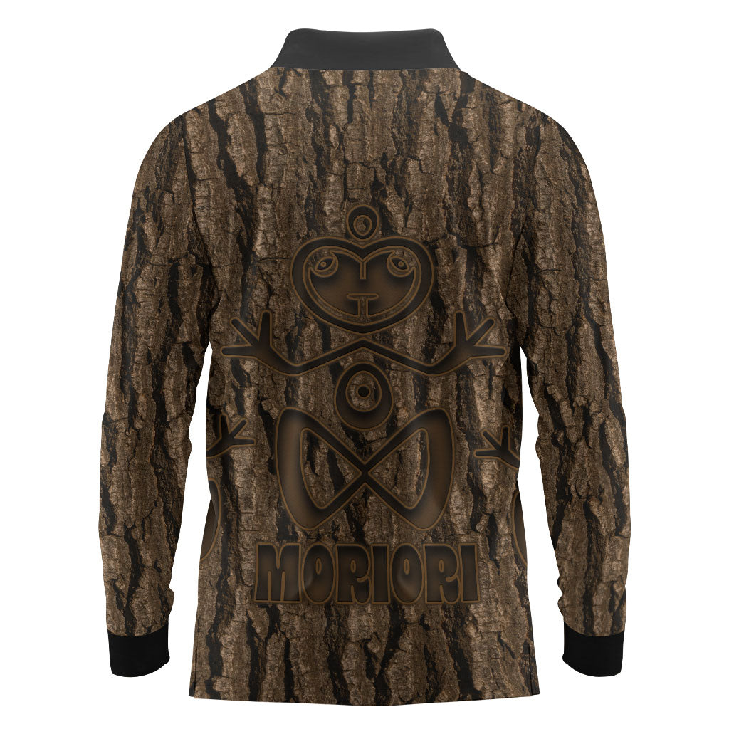 Kioranga Moriori New Zealand Long Sleeve Polo Shirt Kopi Rakau Carving Art