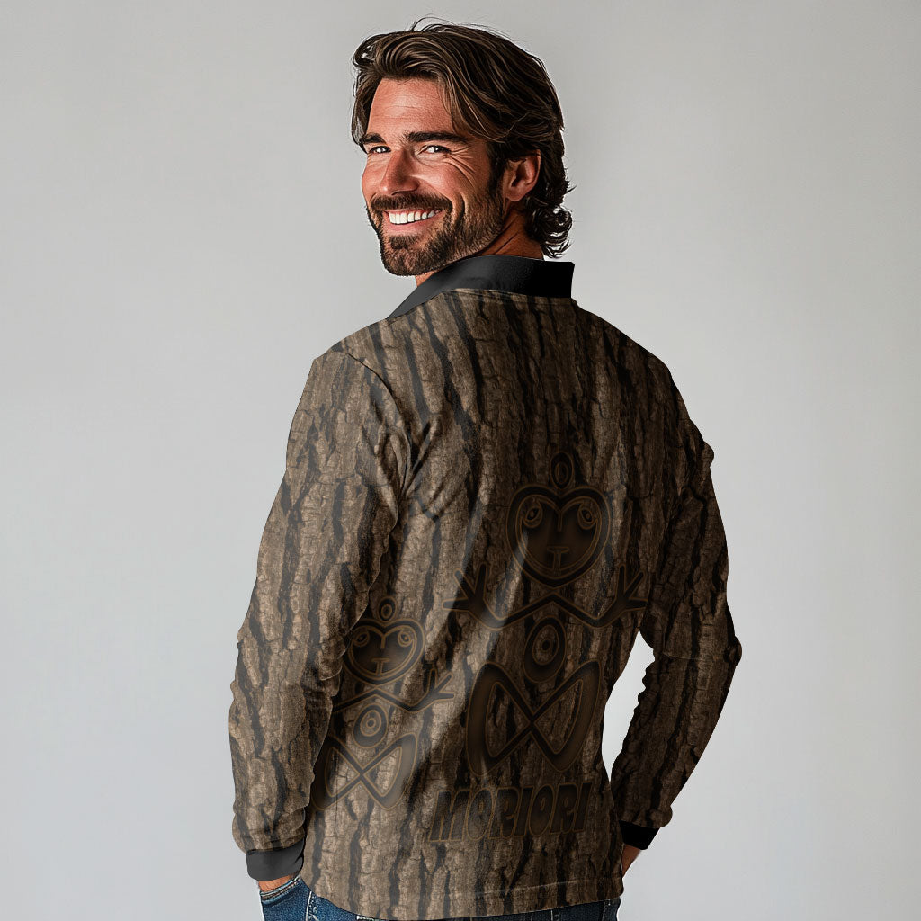 Kioranga Moriori New Zealand Long Sleeve Polo Shirt Kopi Rakau Carving Art