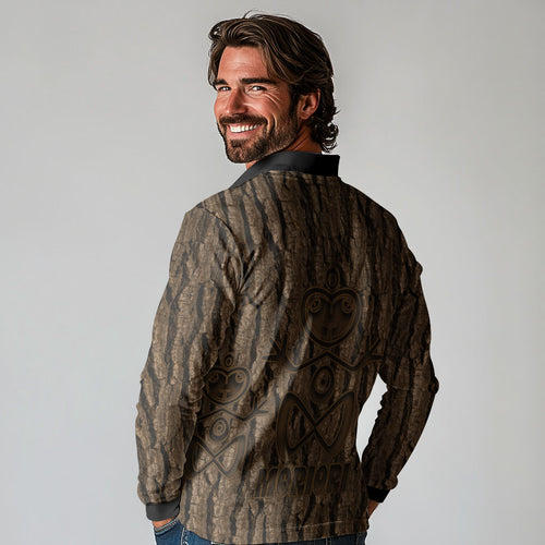 Kioranga Moriori New Zealand Long Sleeve Polo Shirt Kopi Rakau Carving Art