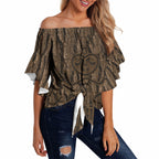 Kioranga Moriori New Zealand Off Shoulder Wrap Waist Top Kopi Rakau Carving Art