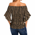 Kioranga Moriori New Zealand Off Shoulder Wrap Waist Top Kopi Rakau Carving Art