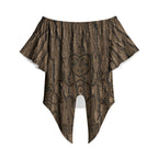 Kioranga Moriori New Zealand Off Shoulder Wrap Waist Top Kopi Rakau Carving Art
