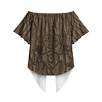 Kioranga Moriori New Zealand Off Shoulder Wrap Waist Top Kopi Rakau Carving Art