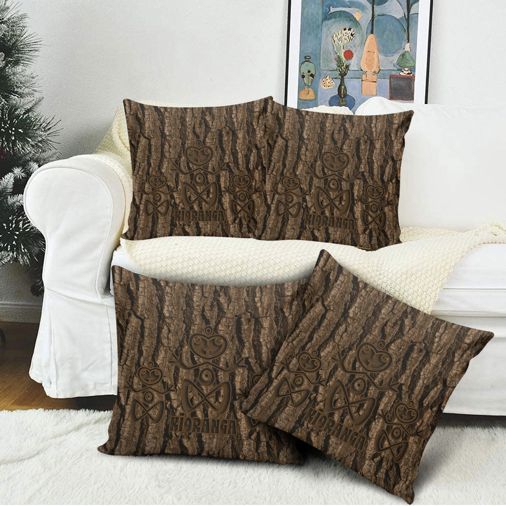 Kioranga Moriori New Zealand Pillow Cover Kopi Rakau Carving Art