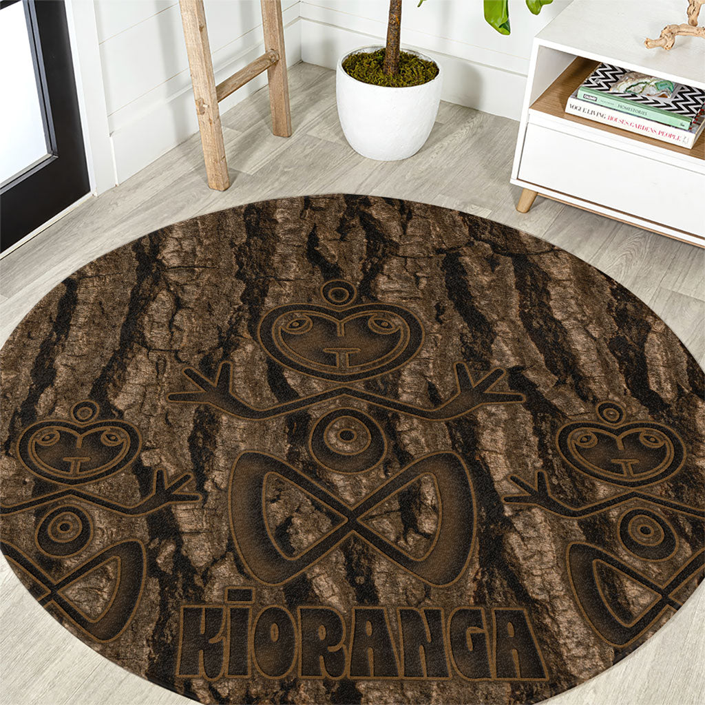 Kioranga Moriori New Zealand Round Carpet Kopi Rakau Carving Art