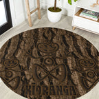 Kioranga Moriori New Zealand Round Carpet Kopi Rakau Carving Art