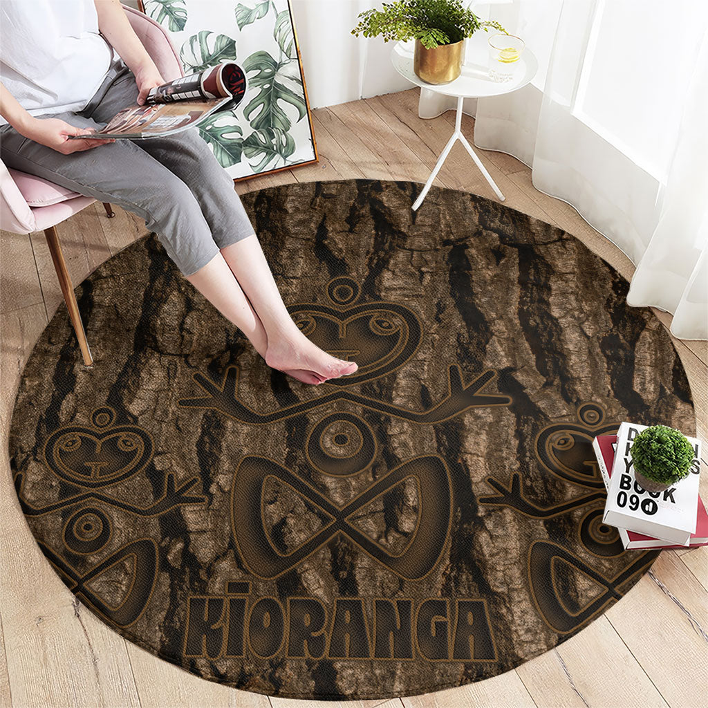 Kioranga Moriori New Zealand Round Carpet Kopi Rakau Carving Art