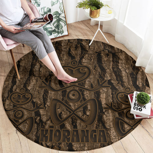 Kioranga Moriori New Zealand Round Carpet Kopi Rakau Carving Art