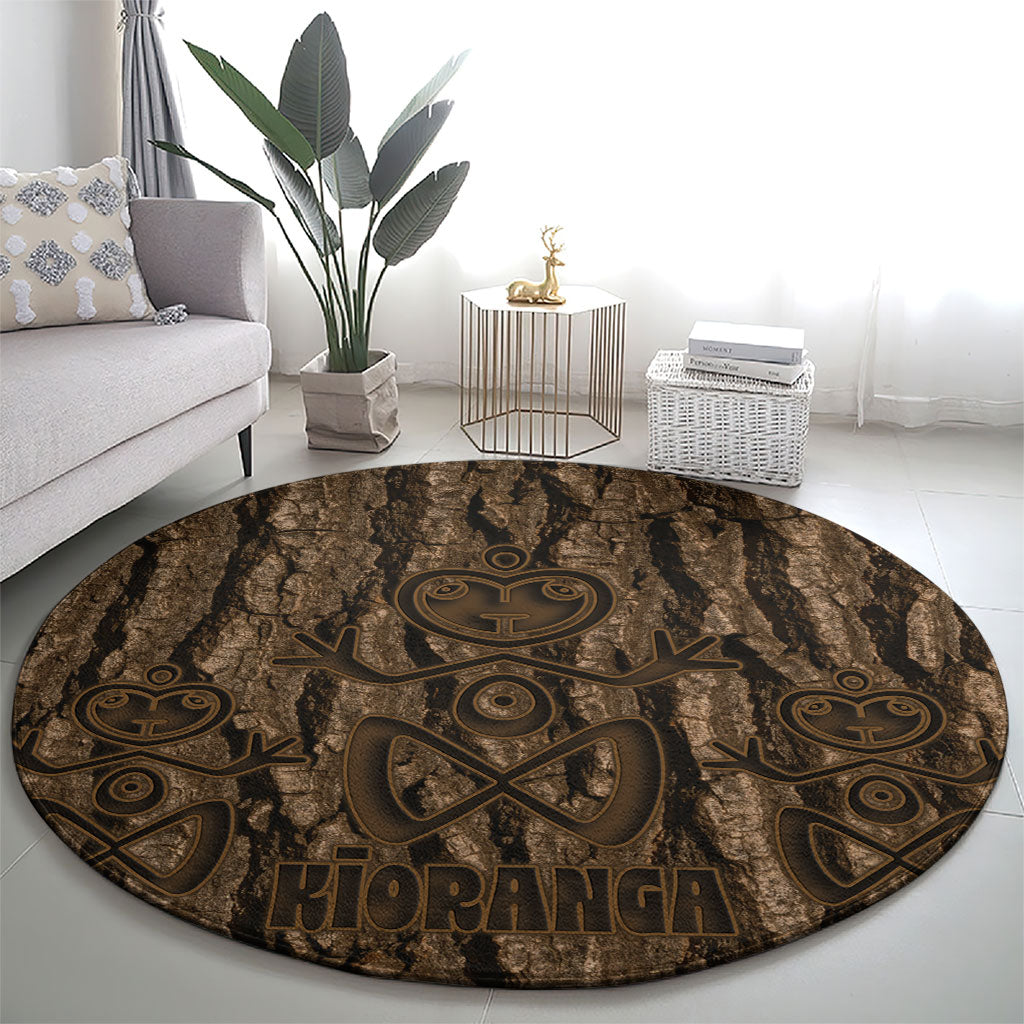 Kioranga Moriori New Zealand Round Carpet Kopi Rakau Carving Art