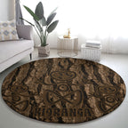 Kioranga Moriori New Zealand Round Carpet Kopi Rakau Carving Art