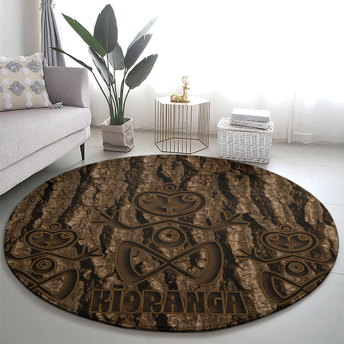 Kioranga Moriori New Zealand Round Carpet Kopi Rakau Carving Art
