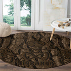 Kioranga Moriori New Zealand Round Carpet Kopi Rakau Carving Art