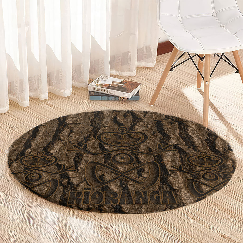 Kioranga Moriori New Zealand Round Carpet Kopi Rakau Carving Art