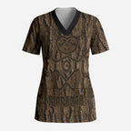 Kioranga Moriori New Zealand Scrub Top Kopi Rakau Carving Art