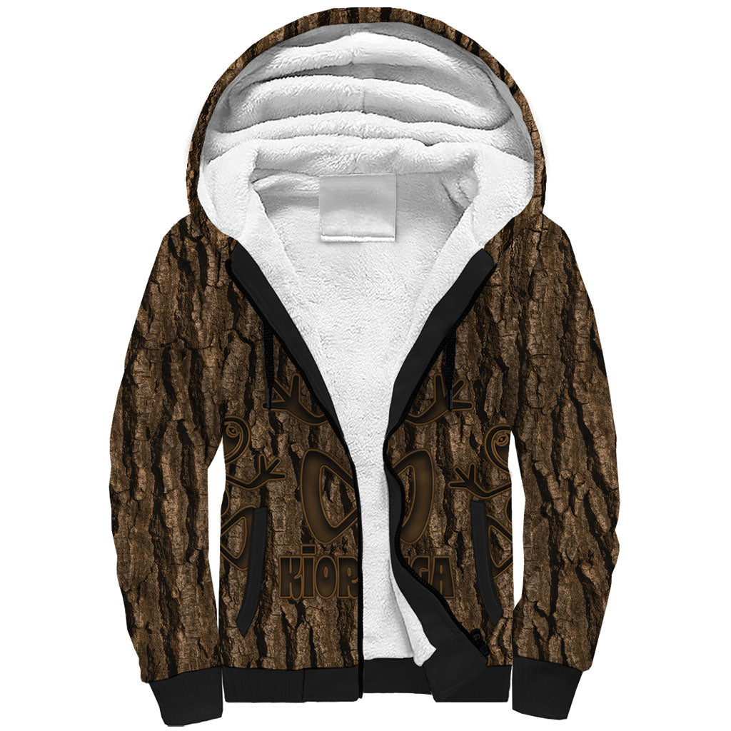 Kioranga Moriori New Zealand Sherpa Hoodie Kopi Rakau Carving Art