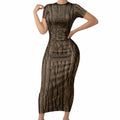 Kioranga Moriori New Zealand Short Sleeve Bodycon Dress Kopi Rakau Carving Art