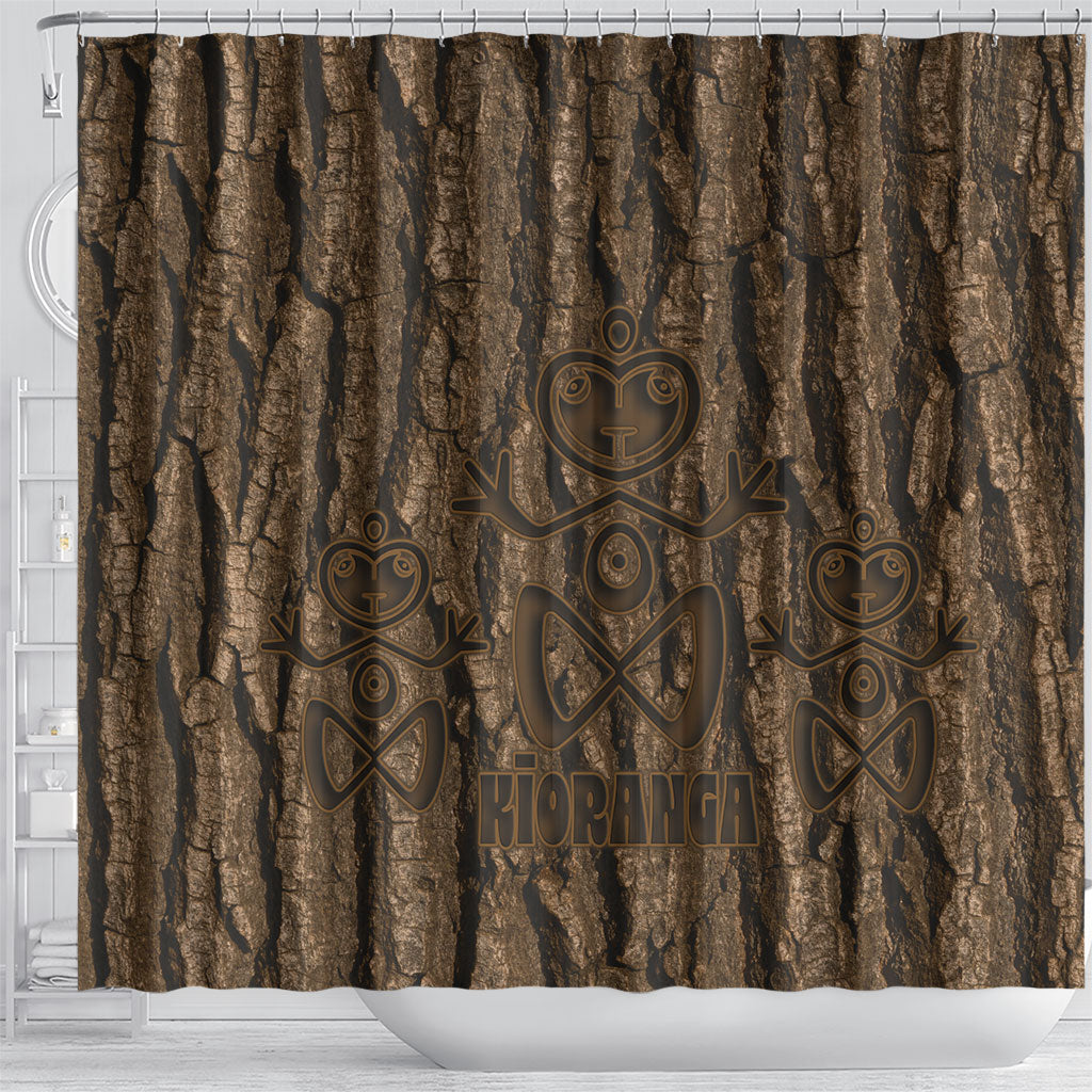 Kioranga Moriori New Zealand Shower Curtain Kopi Rakau Carving Art