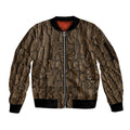 Kioranga Moriori New Zealand Sleeve Zip Bomber Jacket Kopi Rakau Carving Art