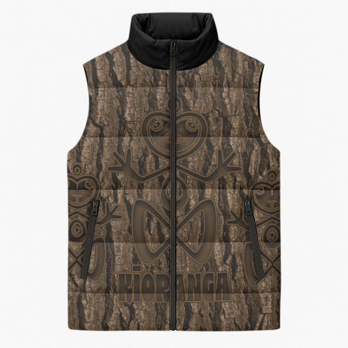 Kioranga Moriori New Zealand Sleeveless Puffer Jacket Kopi Rakau Carving Art