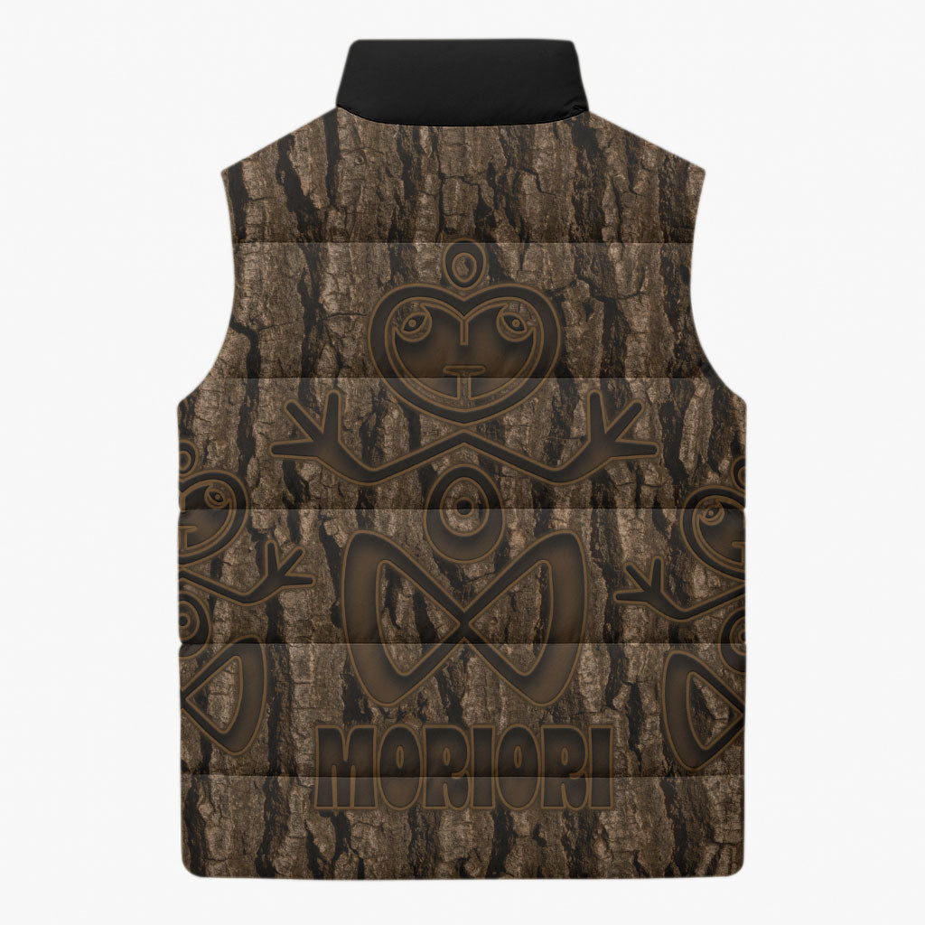 Kioranga Moriori New Zealand Sleeveless Puffer Jacket Kopi Rakau Carving Art