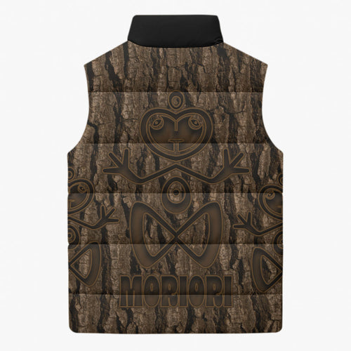 Kioranga Moriori New Zealand Sleeveless Puffer Jacket Kopi Rakau Carving Art