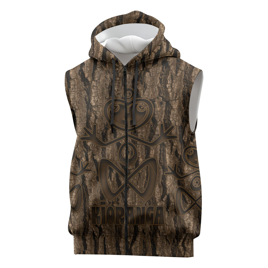 Kioranga Moriori New Zealand Sleeveless Zip Hoodie Kopi Rakau Carving Art