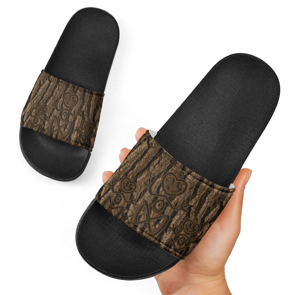 Kioranga Moriori New Zealand Slide Sandals Kopi Rakau Carving Art