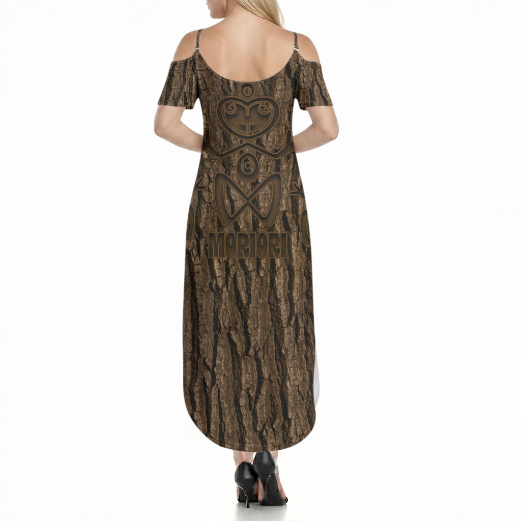 Kioranga Moriori New Zealand Summer Maxi Dress Kopi Rakau Carving Art
