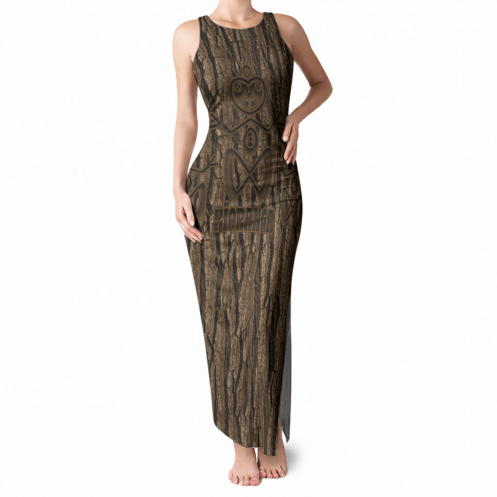 Kioranga Moriori New Zealand Tank Maxi Dress Kopi Rakau Carving Art