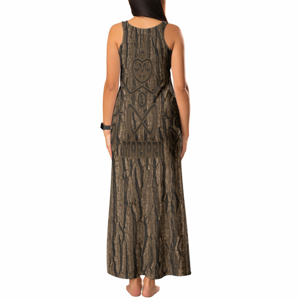 Kioranga Moriori New Zealand Tank Maxi Dress Kopi Rakau Carving Art
