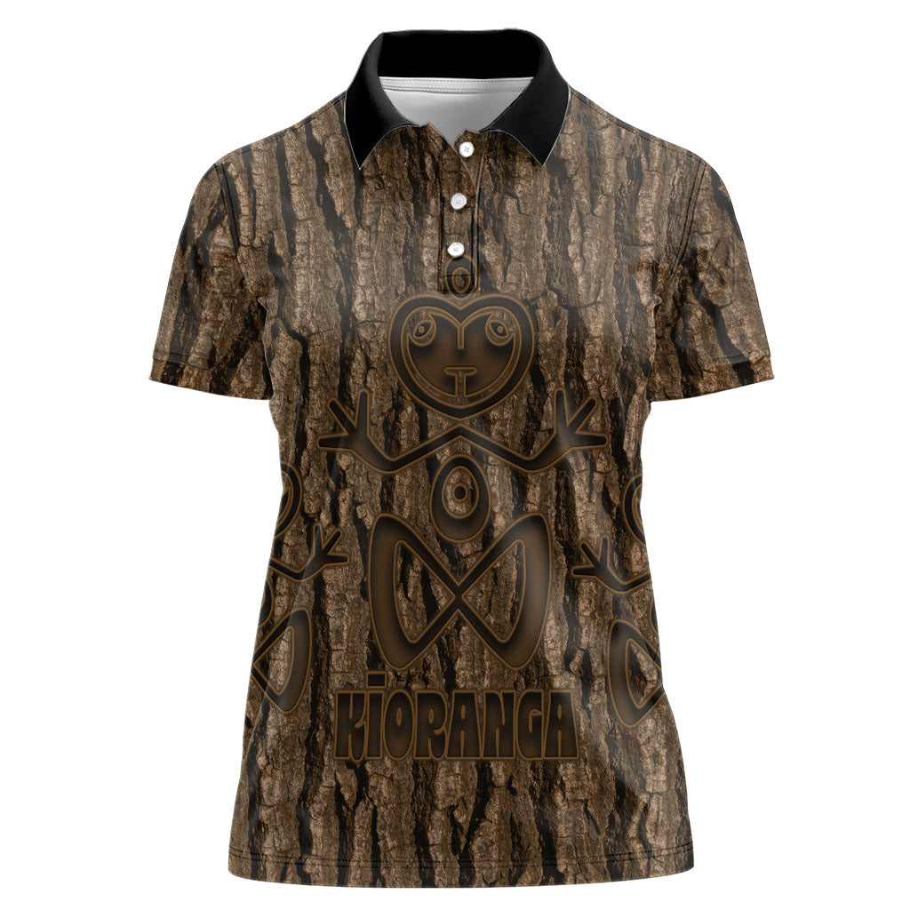 Kioranga Moriori New Zealand Women Polo Shirt Kopi Rakau Carving Art