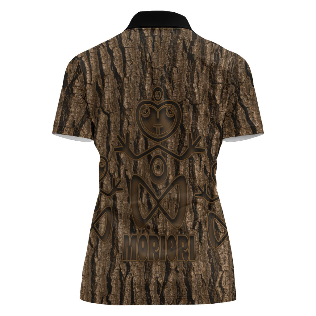 Kioranga Moriori New Zealand Women Polo Shirt Kopi Rakau Carving Art