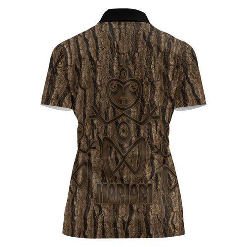 Kioranga Moriori New Zealand Women Polo Shirt Kopi Rakau Carving Art