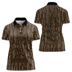 Kioranga Moriori New Zealand Women Polo Shirt Kopi Rakau Carving Art