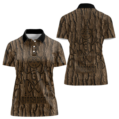 Kioranga Moriori New Zealand Women Polo Shirt Kopi Rakau Carving Art