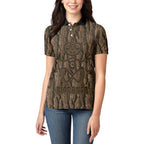 Kioranga Moriori New Zealand Women Polo Shirt Kopi Rakau Carving Art
