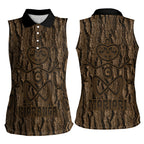 Kioranga Moriori New Zealand Women Sleeveless Polo Shirt Kopi Rakau Carving Art