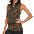Kioranga Moriori New Zealand Women Sleeveless Polo Shirt Kopi Rakau Carving Art