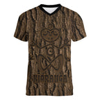 Kioranga Moriori New Zealand Women V-Neck T-Shirt Kopi Rakau Carving Art