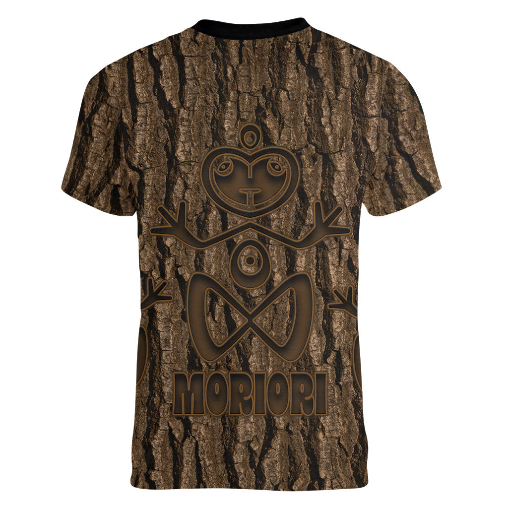 Kioranga Moriori New Zealand Women V-Neck T-Shirt Kopi Rakau Carving Art