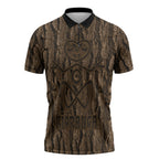 Kioranga Moriori New Zealand Zipper Polo Shirt Kopi Rakau Carving Art