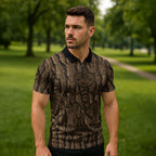 Kioranga Moriori New Zealand Zipper Polo Shirt Kopi Rakau Carving Art