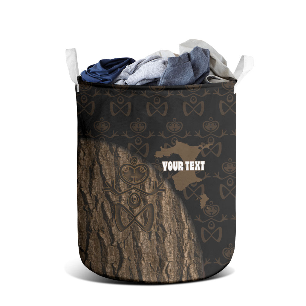 Moriori Kekoru New Zealand Personalised Laundry Basket Kopi Rakau Carving Chatham Islands Map