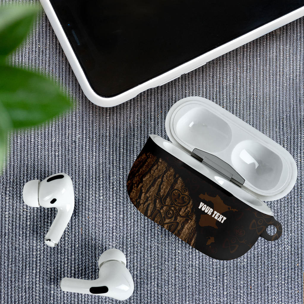 Moriori Kekoru New Zealand Personalised AirPods Case Kopi Rakau Carving Chatham Islands Map