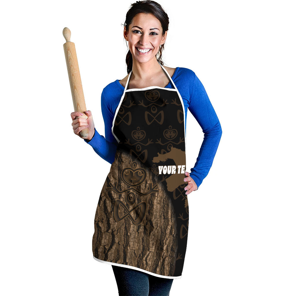 Moriori Kekoru New Zealand Personalised Apron Kopi Rakau Carving Chatham Islands Map