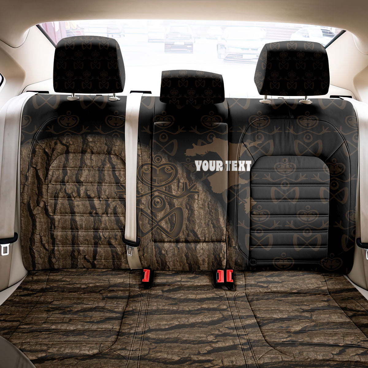 Moriori Kekoru New Zealand Personalised Back Car Seat Cover Kopi Rakau Carving Chatham Islands Map