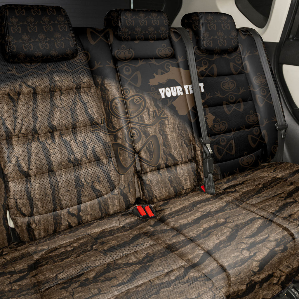 Moriori Kekoru New Zealand Personalised Back Car Seat Cover Kopi Rakau Carving Chatham Islands Map