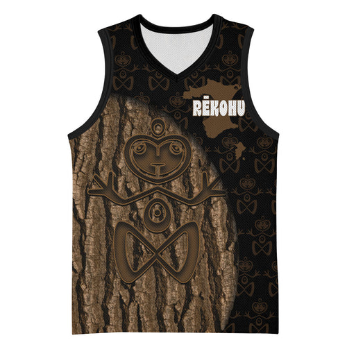 Moriori Kekoru New Zealand Personalised Basketball Jersey Kopi Rakau Carving Chatham Islands Map